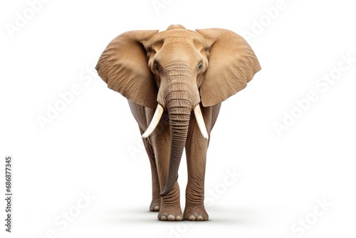 A single elephant isolated on white background