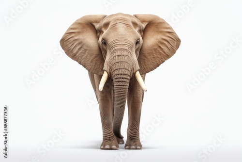 A single elephant isolated on white background