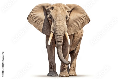 A single elephant isolated on white background