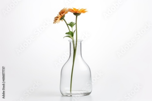 A single glass vase isolated on white background 