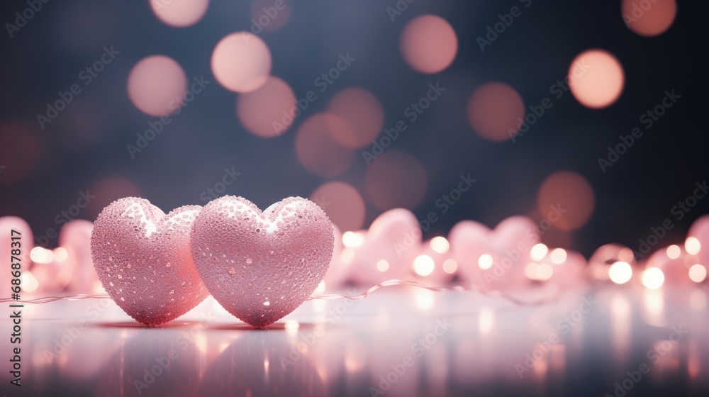 Fototapeta premium Happy Valentine's Day. Celebrating love: valentine romance, hearts, and sweet moments captured in a whimsical journey of affectionate connection.