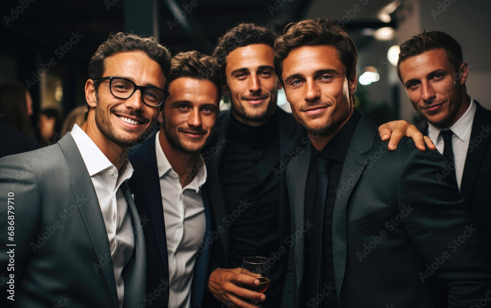 Sophisticated male guests in a suits at vernissage