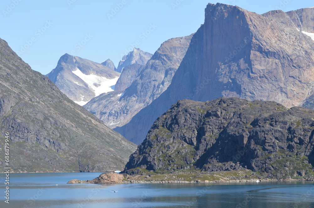 Rugged southern Greenland on a sunny summer day
