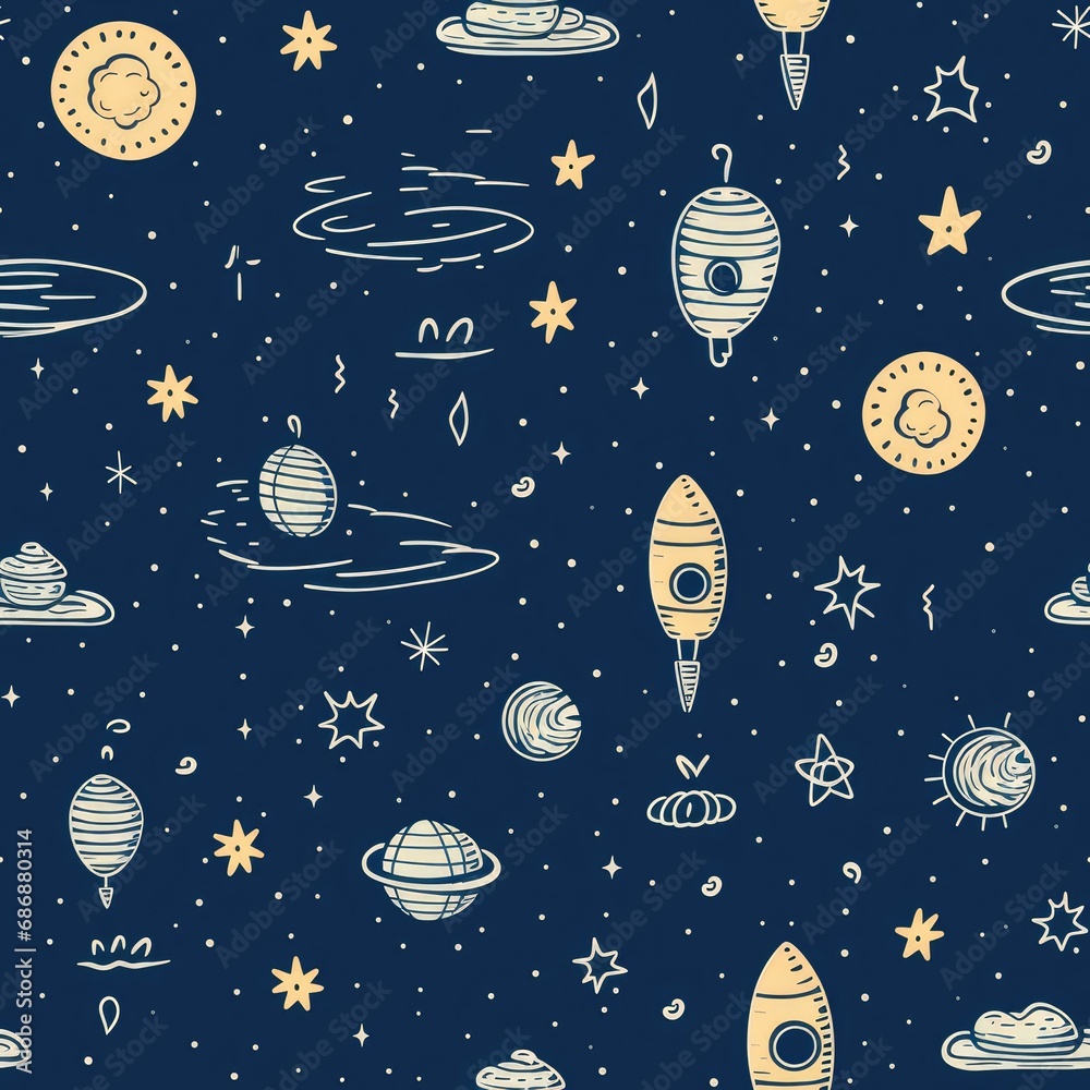 seamless pattern with rockets, space, stars. Print for fabric. Design for boys. seamless pattern with rockets, space, stars. Print for fabric. Design for boys.