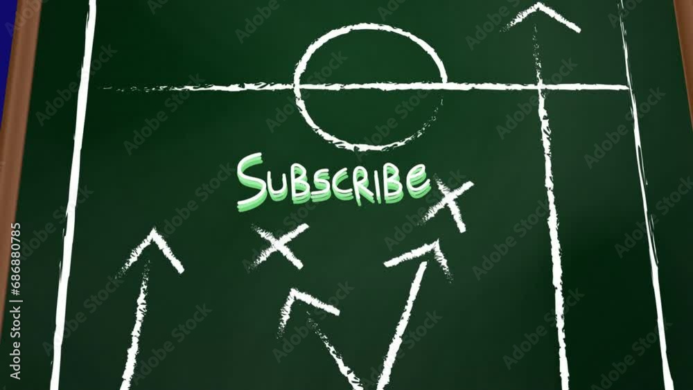 Animation of subscribe text over arrow, circle and x symbols on sports court against blue background