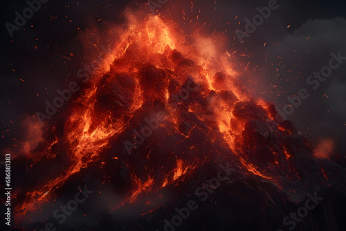 Close-up of lava erupting from a volcano. 