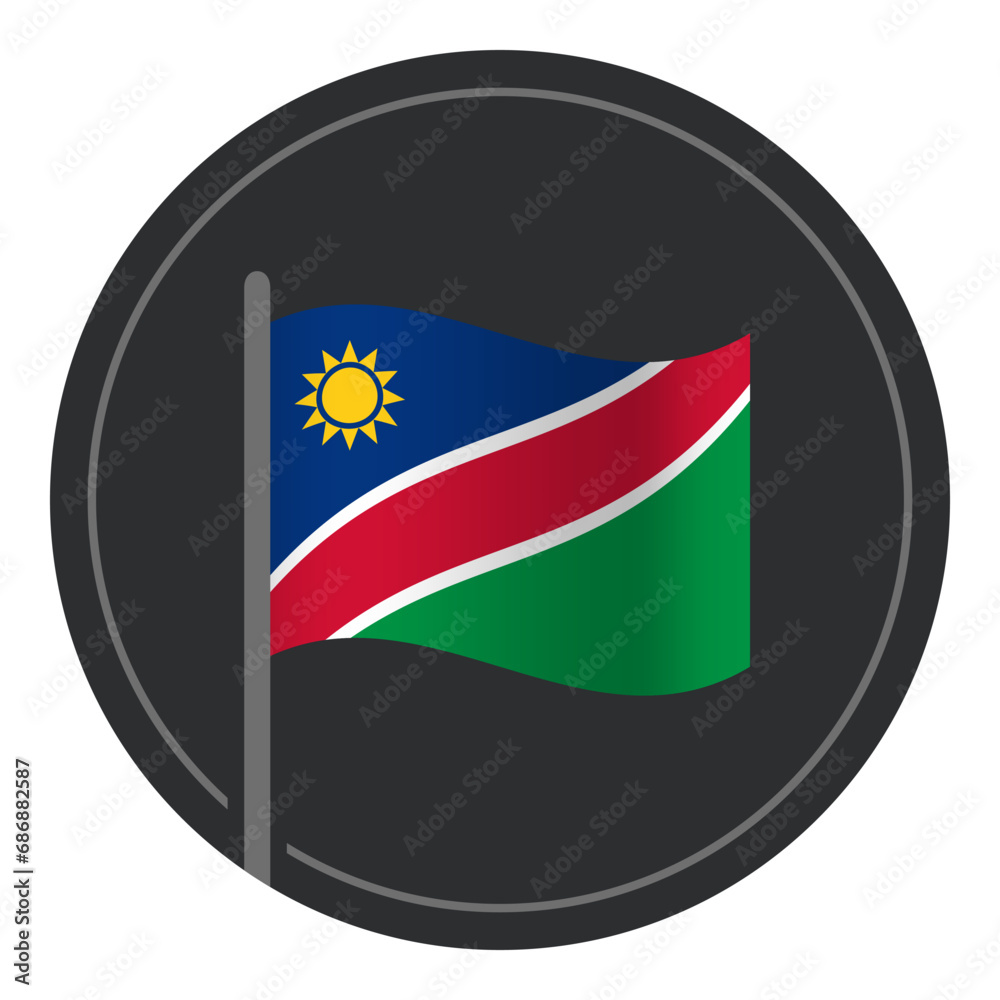 Fototapeta premium Abstract Namibia Flag Flat Icon in Circle Isolated on White Background