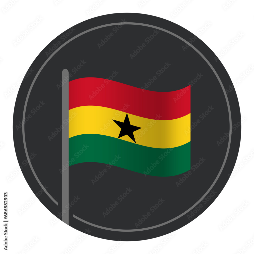 Obraz premium Abstract Ghana Flag Flat Icon in Circle Isolated on White Background