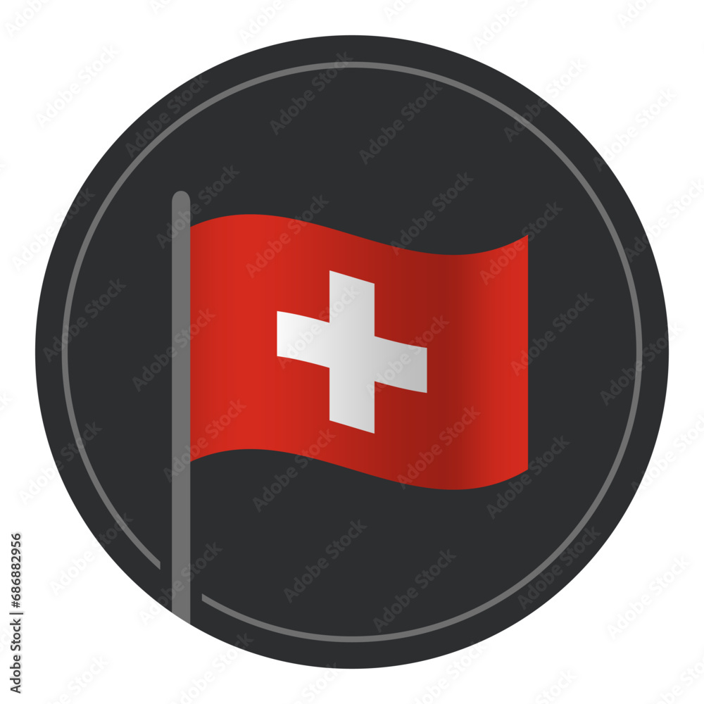 Abstract Switzerland Flag Flat Icon in Circle Isolated on White Background Abstract Switzerland Flag Flat Icon in Circle Isolated on White Background