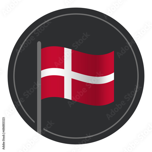 Abstract Denmark Flag Flat Icon in Circle Isolated on White Background