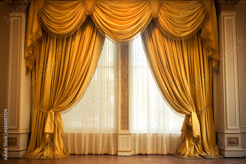 Swag Curtains - Victorian England - Draped in a decorative, cascading manner, often paired with other curtain styles for an elegant look photo