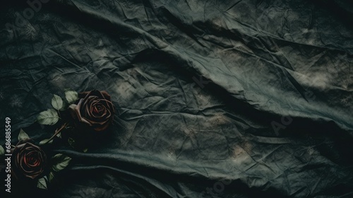 A black cloth with a red rose, a touch of elegance and romance.. Generative AI