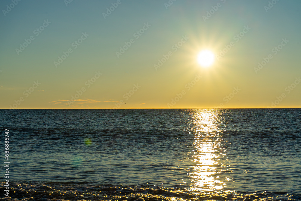 Fototapeta premium Sunrise over Mediterranean Sea, Costa del Sol, Malaga, Spain