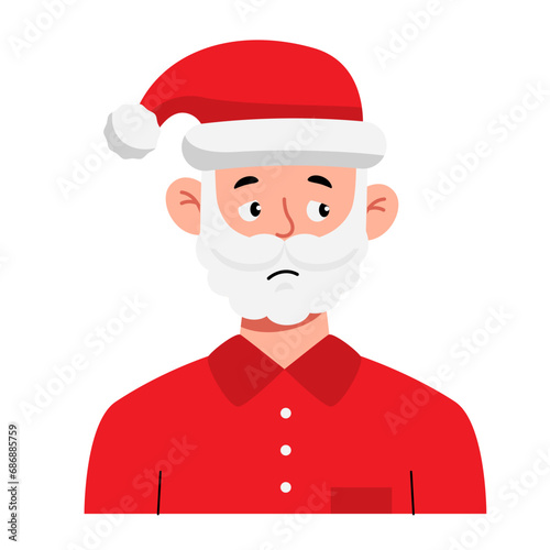A bearded man wearing red shirt and Santa Claus Hat to celebrate Christmas