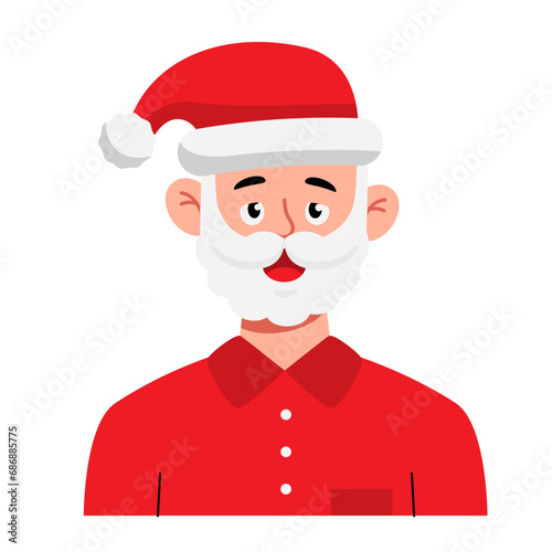 A bearded man wearing red shirt and Santa Claus Hat to celebrate Christmas