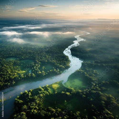 two long rivers in nature crossing and a yellow sky