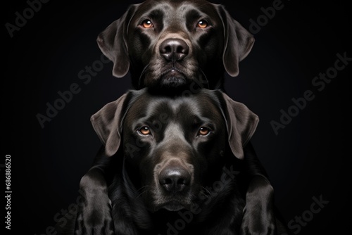 Two dogs are watching closely, behind their compound eyes is a bright and expressive canine deuce