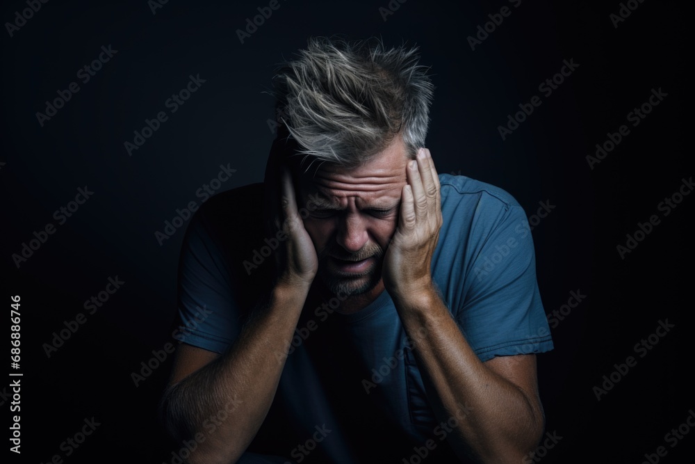 Blue Monday solitude: An evocative image capturing the solitude of a melancholic man on the most depressing Monday of the year, portraying the emotional weight of the day Blue Monday solitude: An evocative image capturing the solitude of a melancholic man on the most depressing Monday of the year, portraying the emotional weight of the day