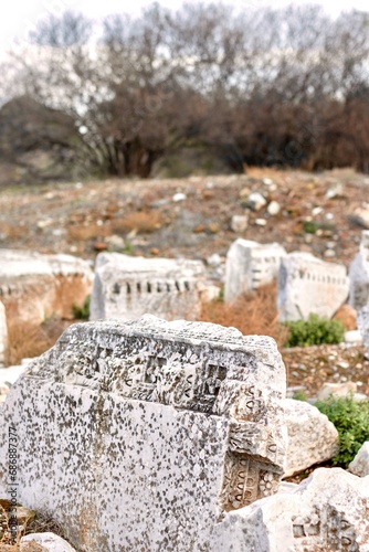 Elements of ancient architecture and ruins of Ephesus, Izmir.  © Evis