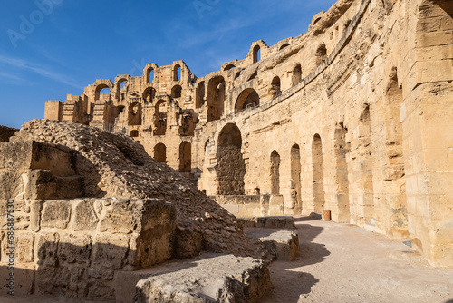 Amphitheater of the Roman ruins at El Jem.