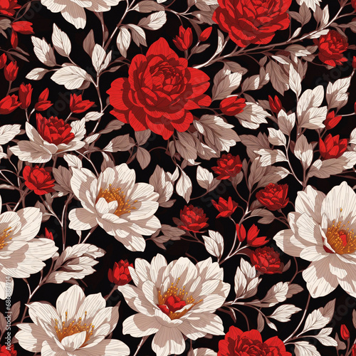 Flowers Illustration Background Seamless Pattern Beautiful Floral Digital Art Design