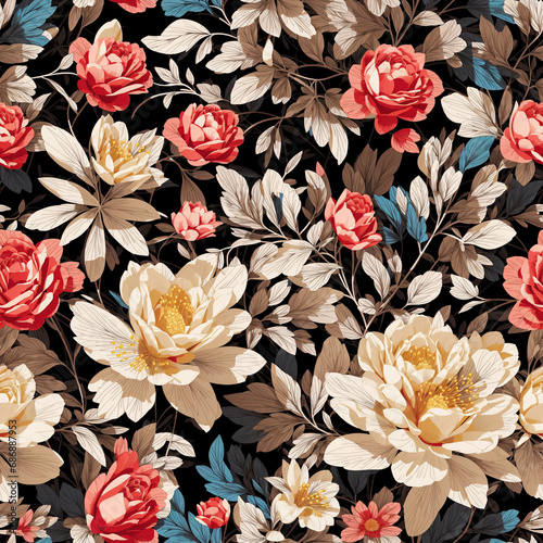 Flowers Illustration Background Seamless Pattern Beautiful Floral Digital Art Design