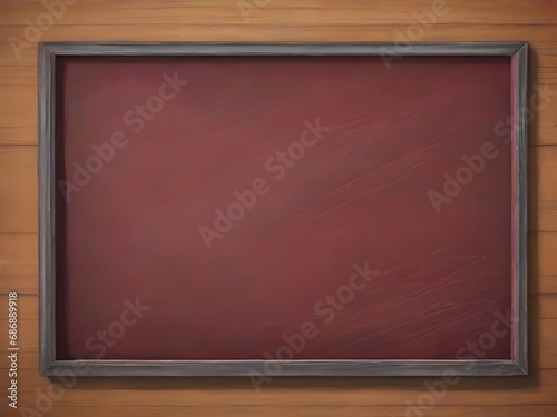 Red chalkboard on the wall, empty blackboard