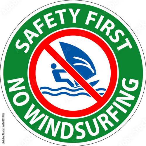 Water Safety Sign Attention, No Windsurfing