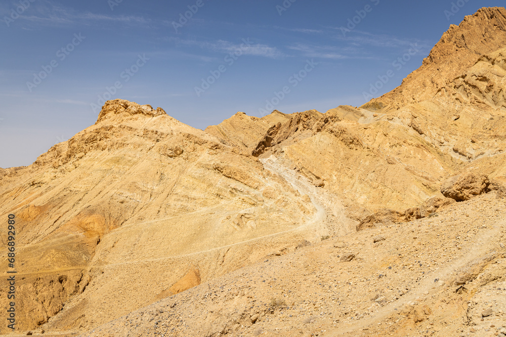 Desert mountains in rural Tunisia.