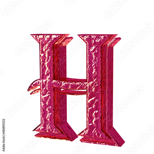 Fluted pink symbol. right side view. letter h