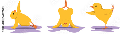 Cute Chicken Yoga Cartoon Vector Icons Illustration. Flat Cartoon Concept.