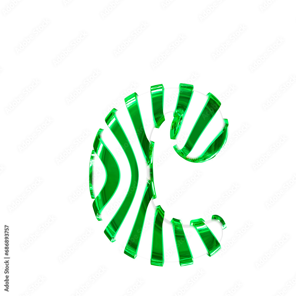 White symbol with green thin straps. letter c White symbol with green thin straps. letter c