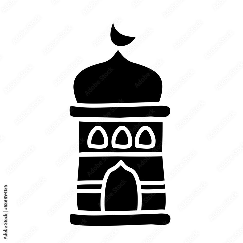 Black Icon Mosque Doodle Vector Design Black Icon Mosque Doodle Vector Design