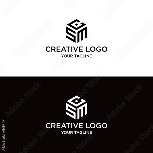 vektor desain logo scm huruf kreatif photo