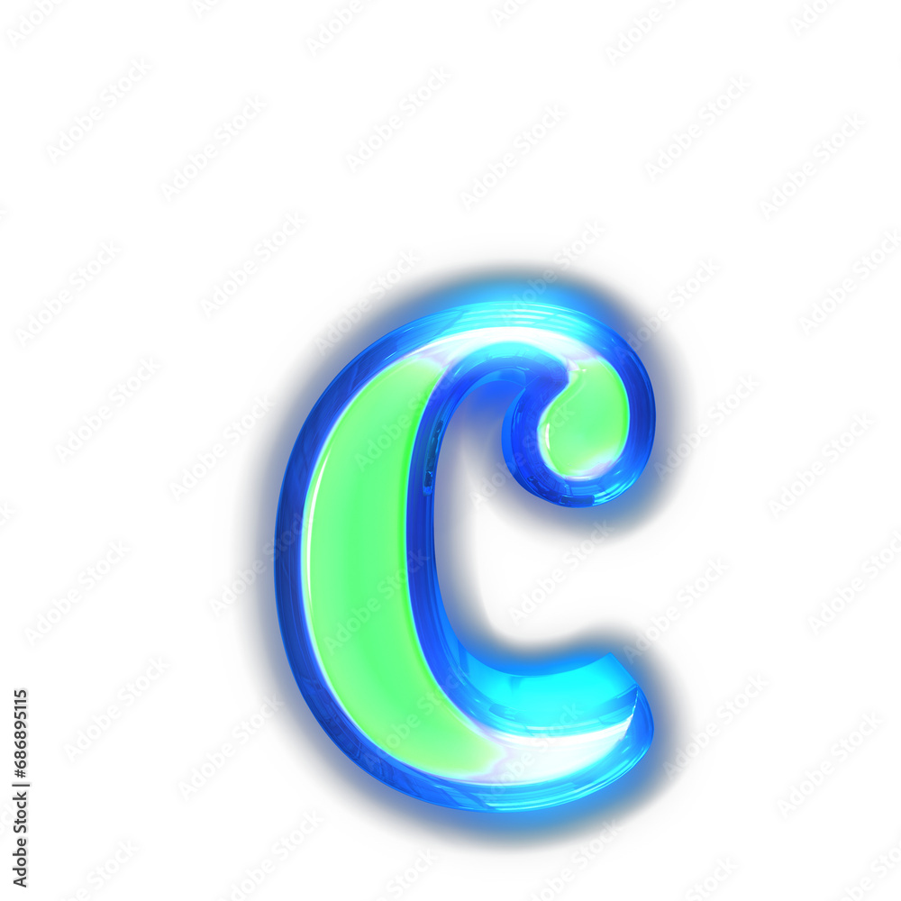 Green symbol glowing around the edges. letter c Green symbol glowing around the edges. letter c
