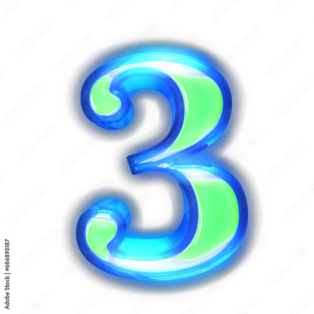 Green symbol glowing around the edges. number 3 Green symbol glowing around the edges. number 3
