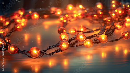 Capture the essence of the holidays with twinkling Christmas garland lights. light backgroud