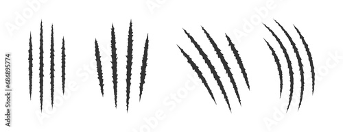 Animal claw marks. Scratches flat vector elements set. photo