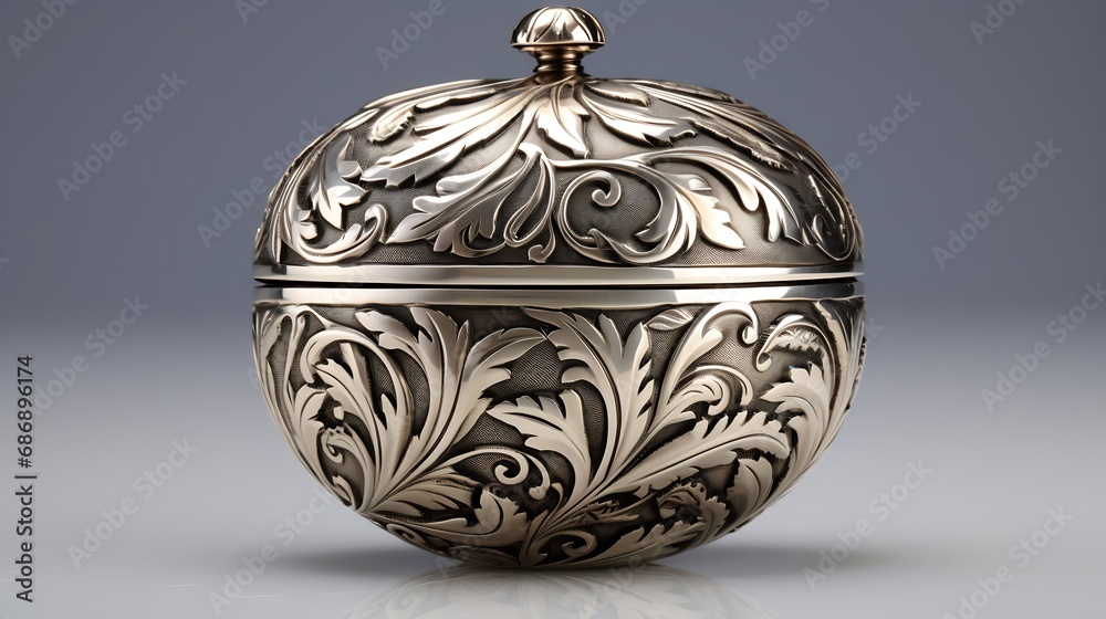 Generative AI : Silver box for jewelry isolated on white background. Generative AI : Silver box for jewelry isolated on white background.