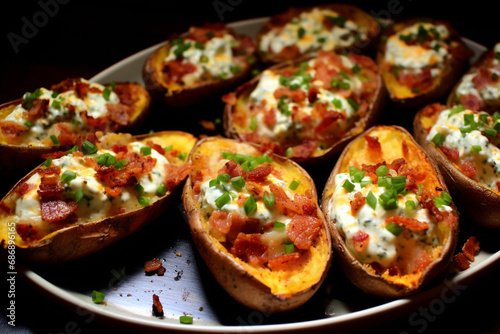 Loaded Potato Skins with Bacon and Sour Cream