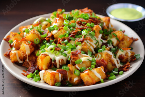 Loaded Tater Tots with Cheese, Bacon, and Green Onions