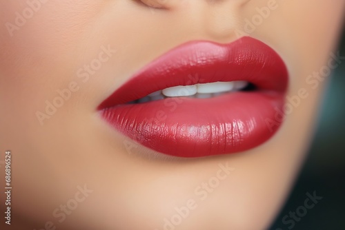 Generative AI : permanent lip makeup completes the lip makeup procedure with a close-up