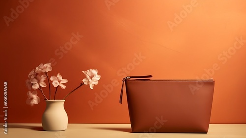 Generative AI : womens leather purse isolated on white background photo