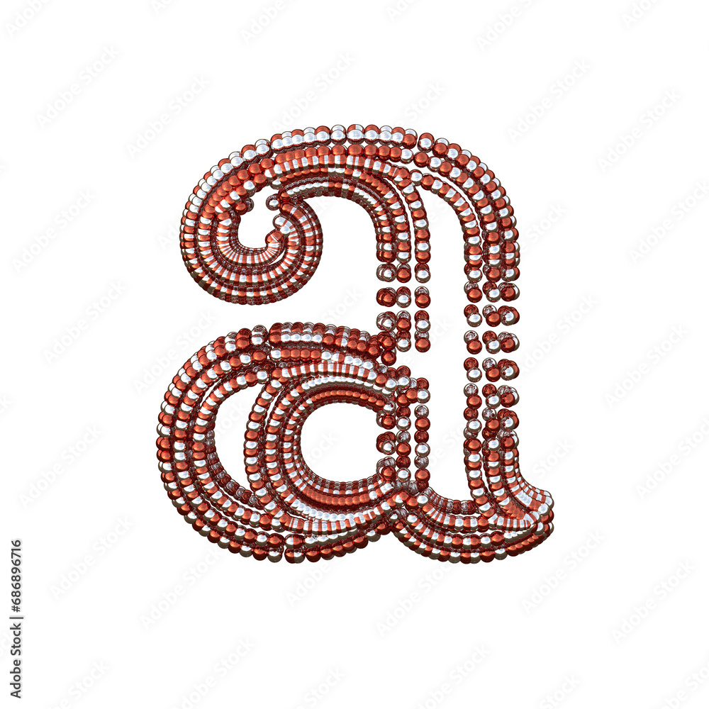 Symbol of small silver and red spheres. letter a Symbol of small silver and red spheres. letter a