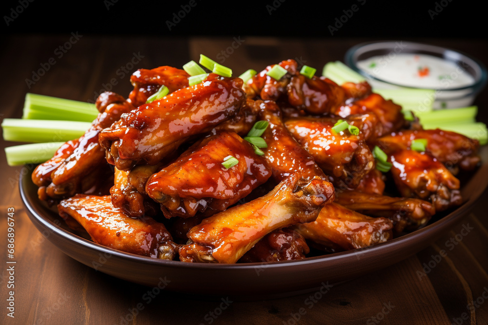 Sweet Chili Glazed Chicken Wings with Celery Sticks