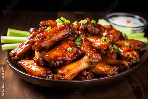 Sweet Chili Glazed Chicken Wings with Celery Sticks