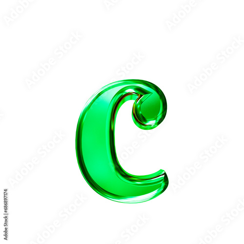 Green 3D symbol with bevel. letter c