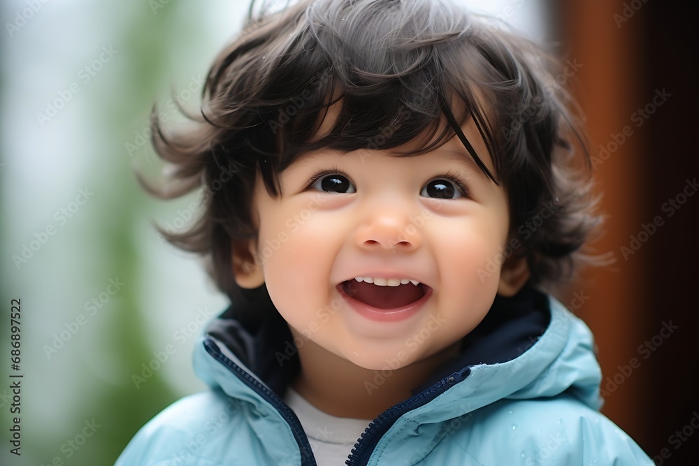 Generative AI : Funny boy with curly hair in a white t-shirt on a grey background. Generative AI : Funny boy with curly hair in a white t-shirt on a grey background.