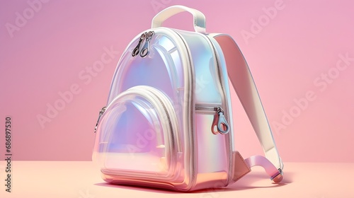 Generative AI : Stylish backpack from iridescent material photo