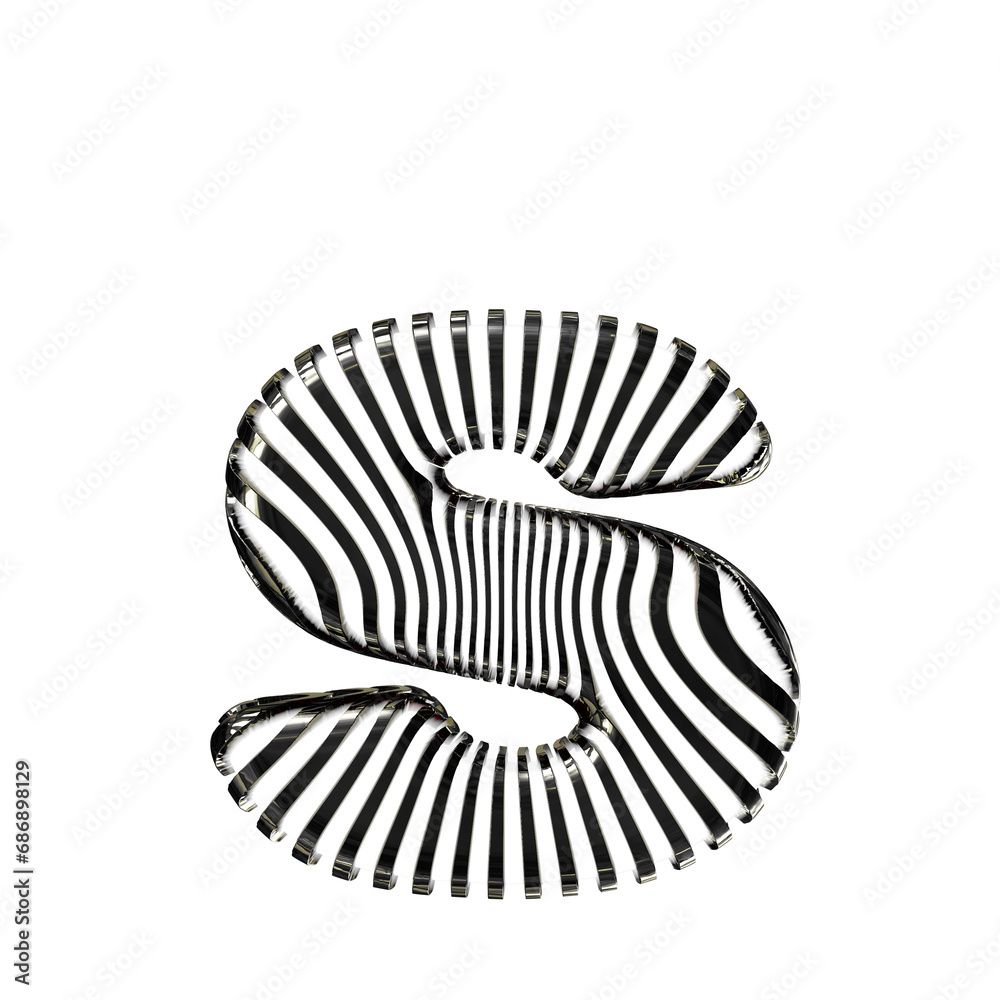 White symbol with ultra thin black straps. letter s White symbol with ultra thin black straps. letter s